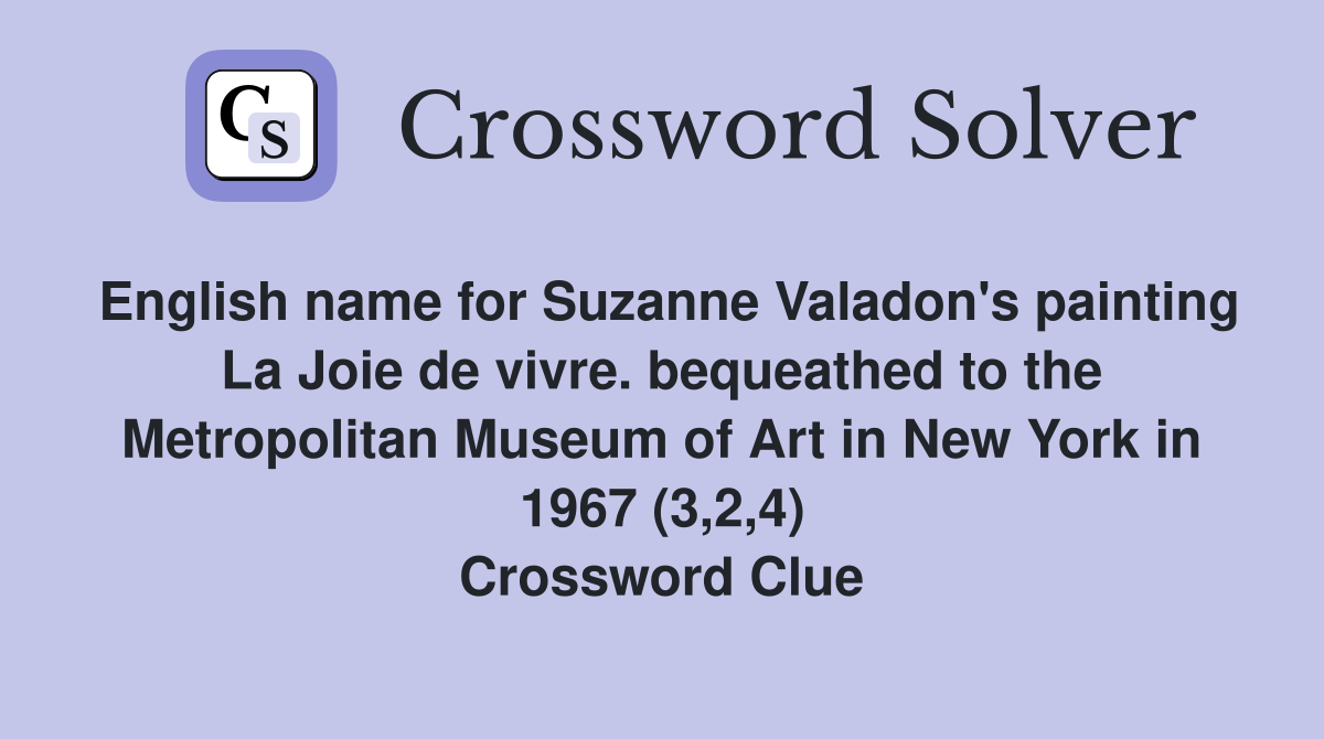 English name for Suzanne Valadon's painting La Joie de vivre